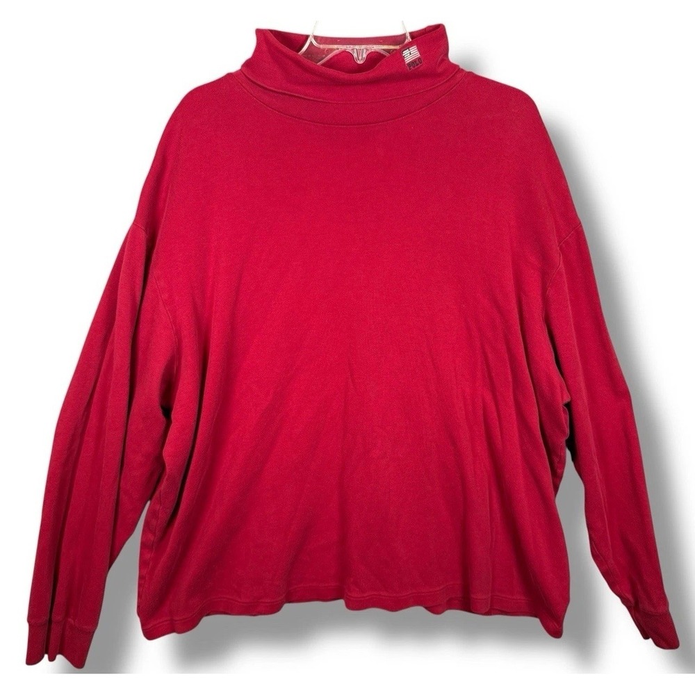 Vintage Men's Polo Ralph Lauren Red Cotton Turtleneck USA Flag Sweater 2XL XXL
